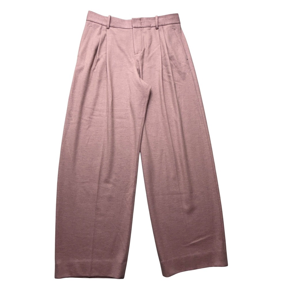 Vince Knit Dress Pants Womens 14 Pink Wool Pleated Wide Leg Relaxed Career